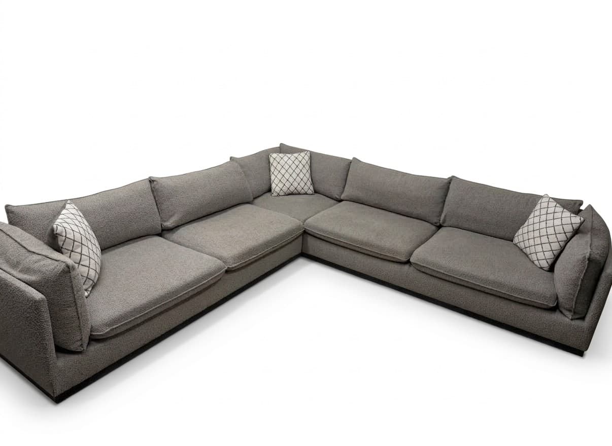 Arhaus Norwood 3-piece corner sectional in heathered gray boucle on white background
