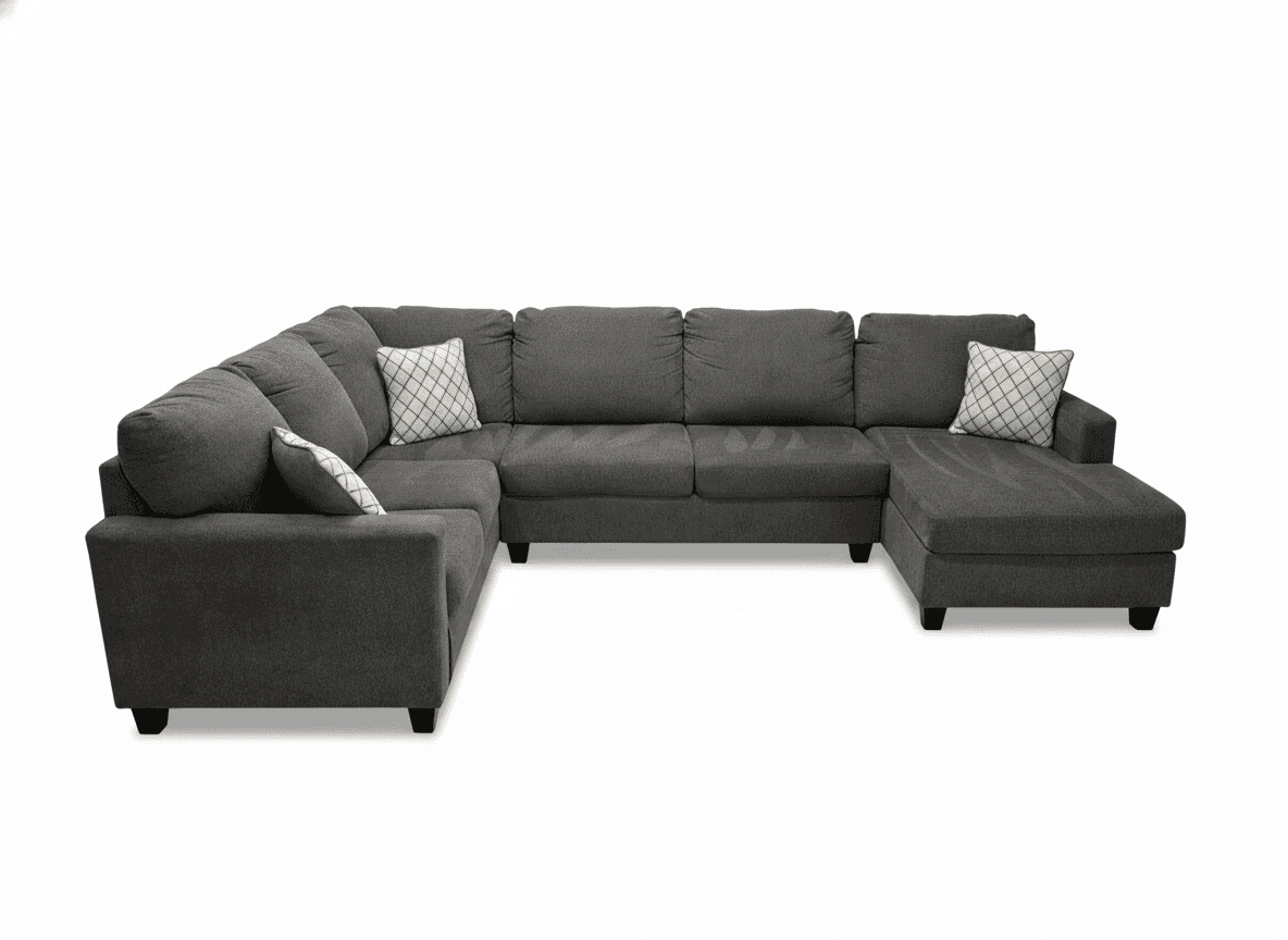 Ashley Edenfield charcoal gray U-shaped sectional on white background