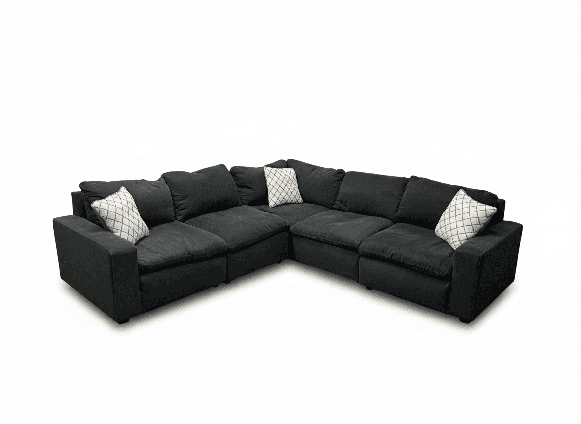 Ashley Savesto charcoal sectional on white background