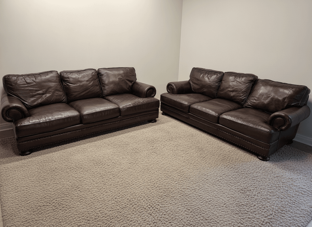 Bernhardt Foster leather sofa set, both sofas