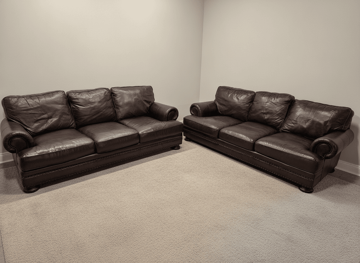 Bernhardt Foster leather sofa, front view