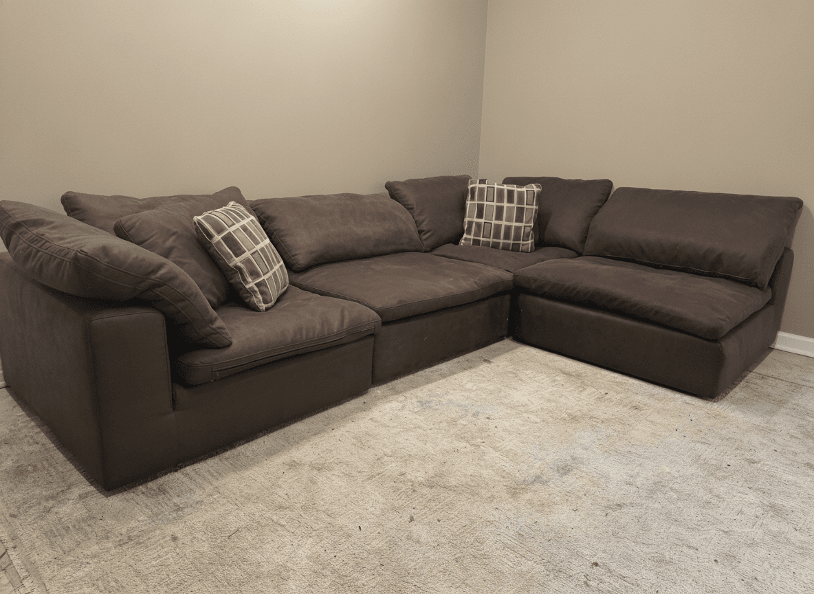 Bob's Dream Cloud 4-piece modular sectional in brown, full view