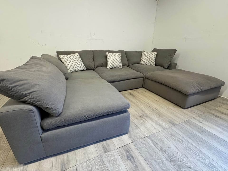 Gray Bob's cloud sectional with ottoman