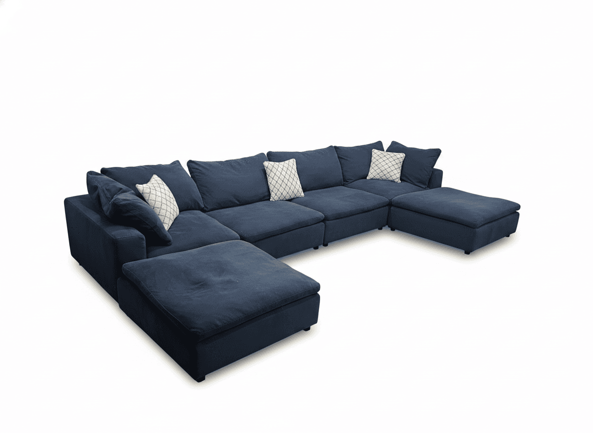 Bob's Dream Cloud navy 6-piece sectional on white background