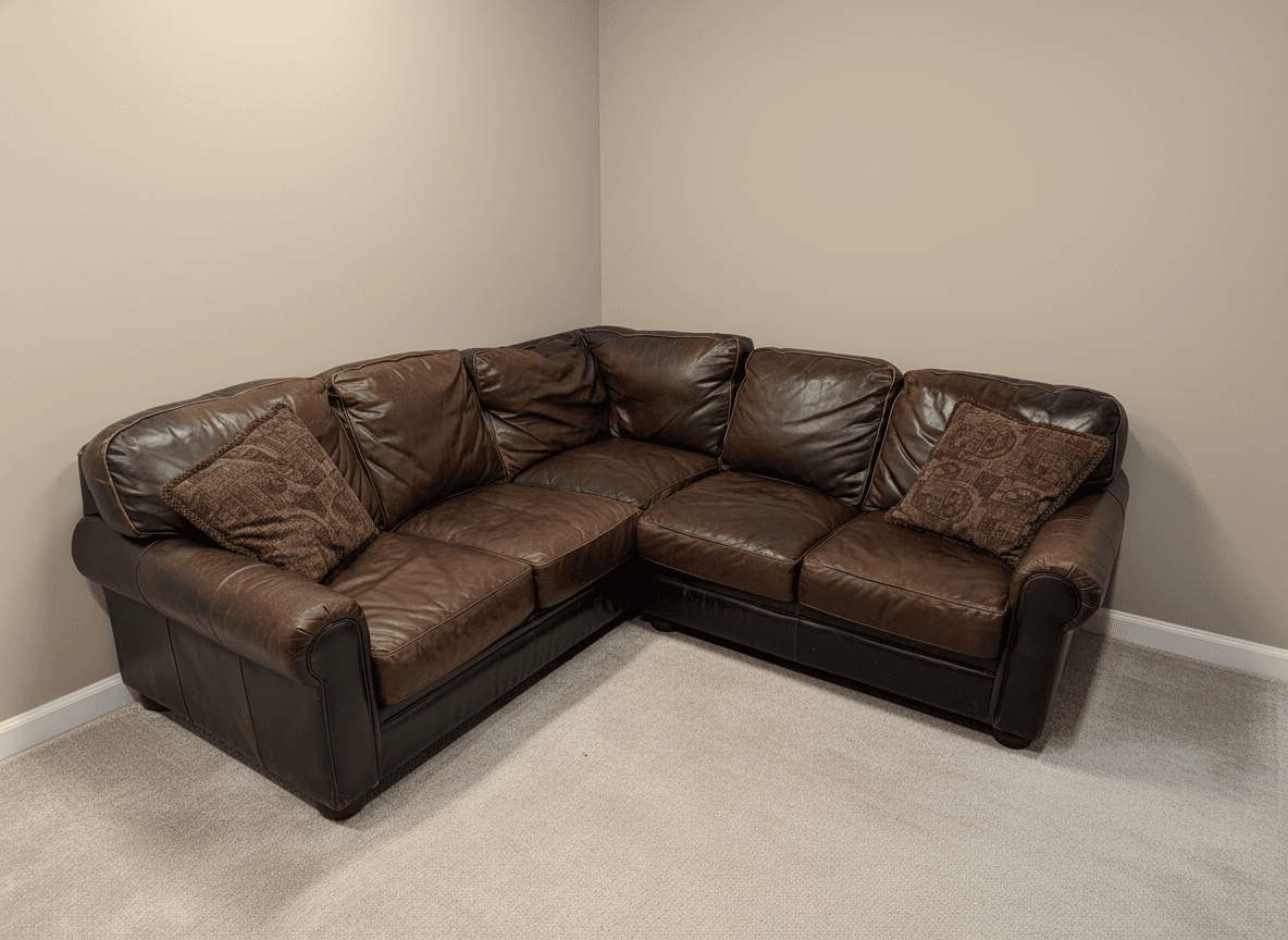 Bradington-Young leather sectional detail