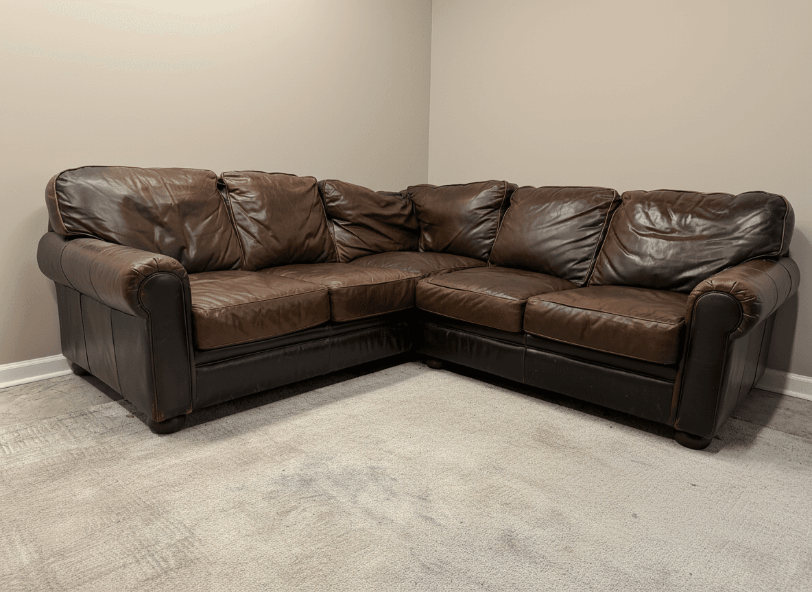 Bradington-Young leather sectional close-up