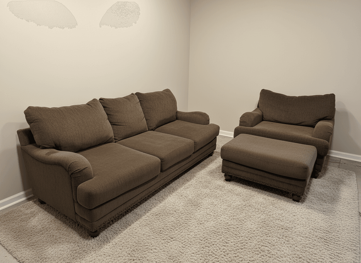 Brown sofa from the side