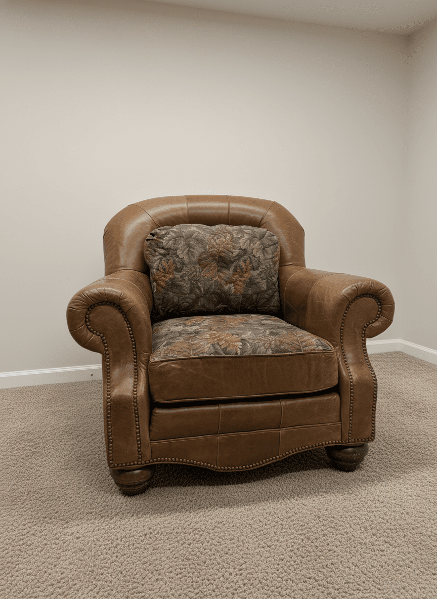 Clayton Marcus leather club chair, front view