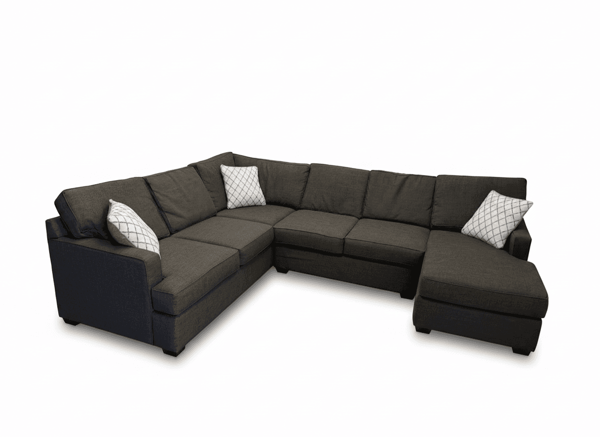 Crate & Barrel Davis charcoal U-sectional on white background