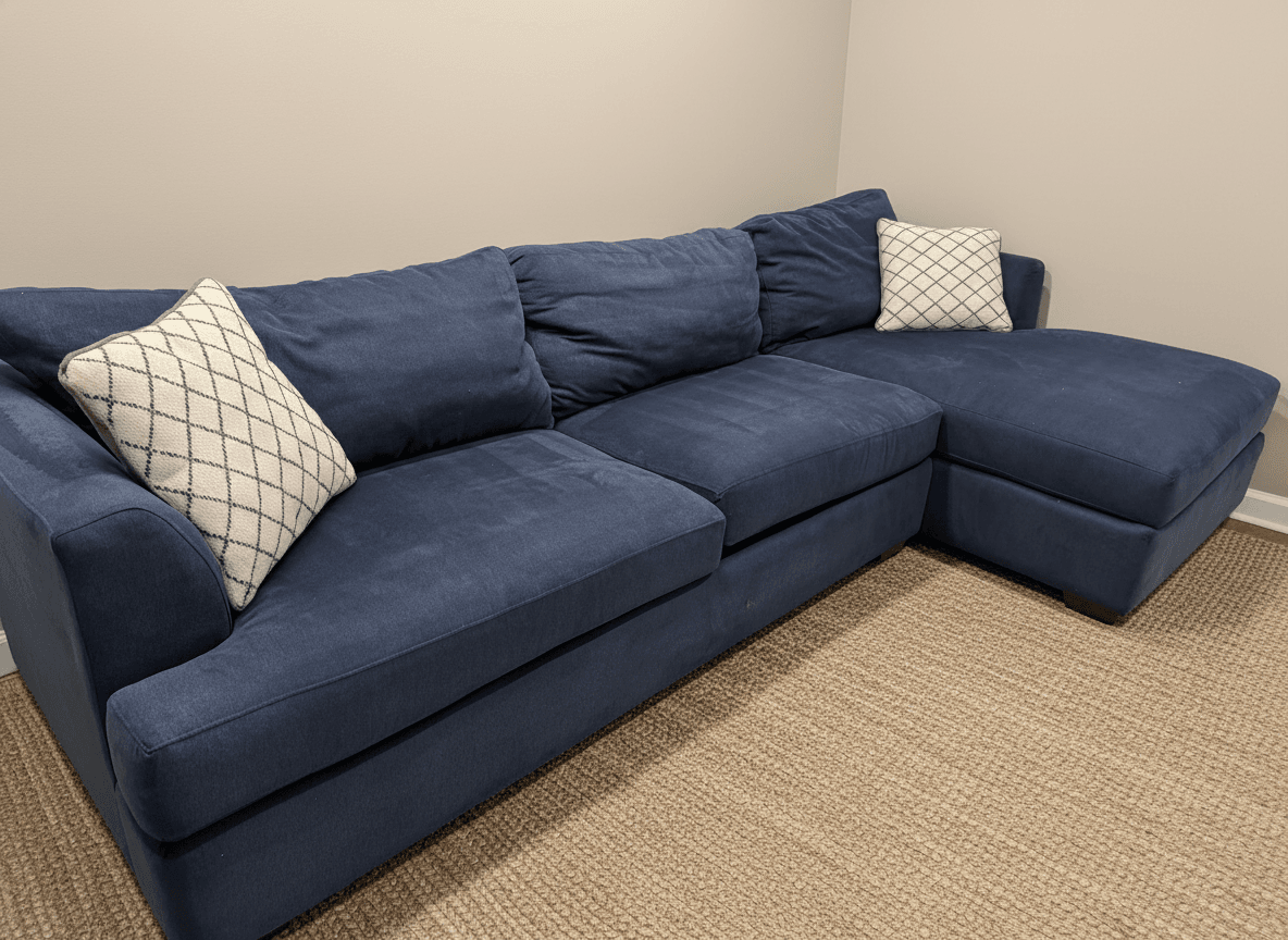 Klausner blue sectional, full view