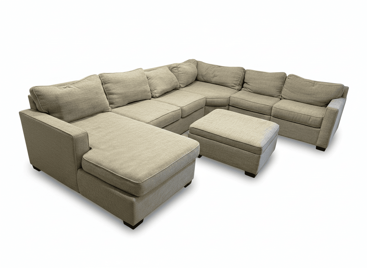 Macy's Radley 6-piece beige sectional on white background