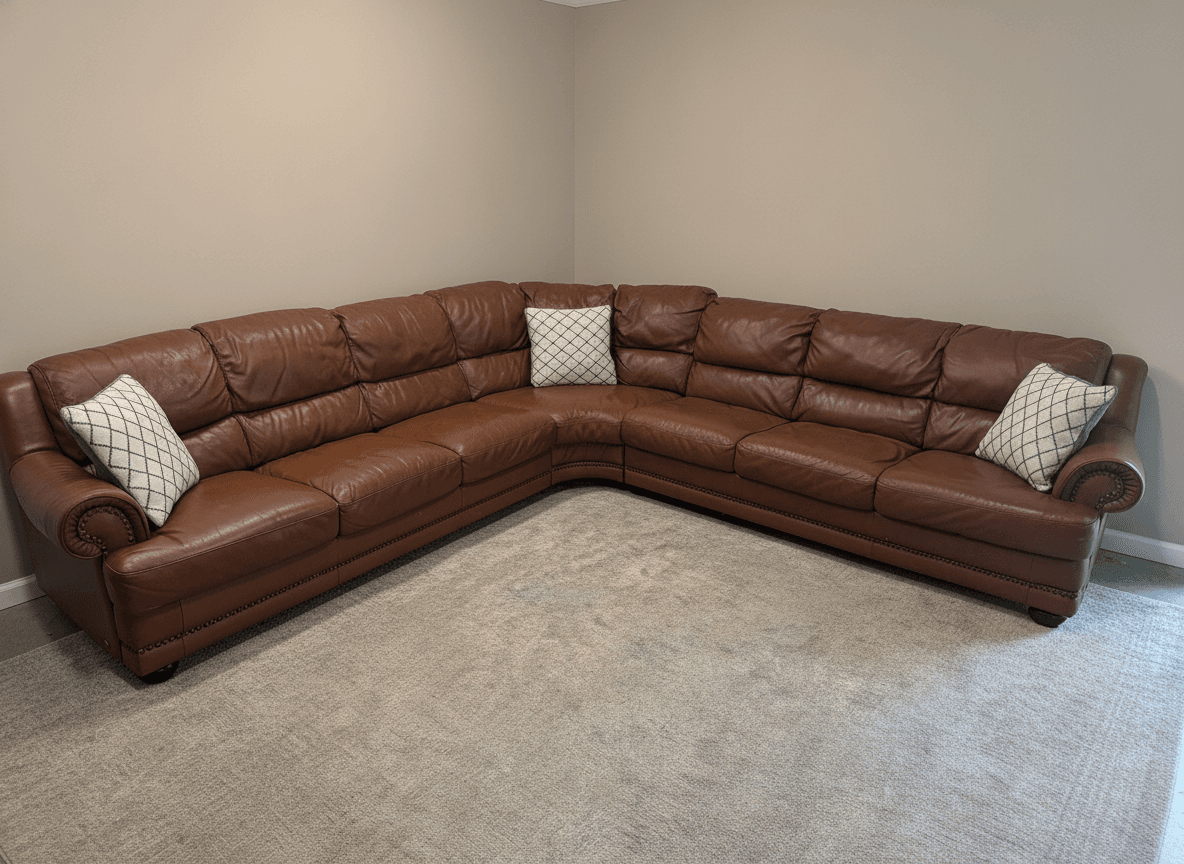 Natuzzi leather sectional from another angle
