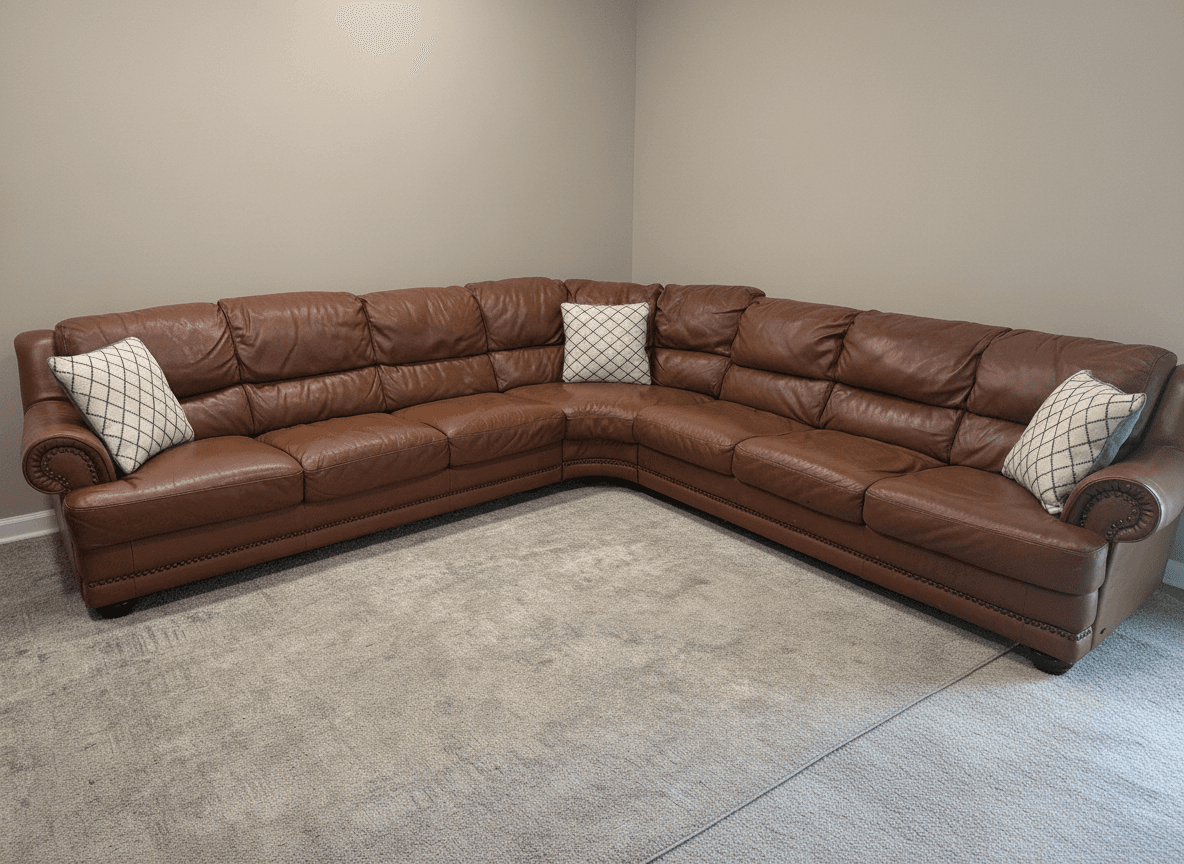 Natuzzi sectional nailhead trim detail