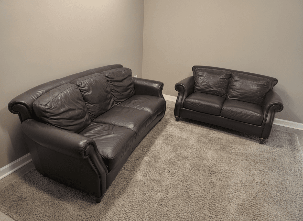 Natuzzi leather sofa, front view