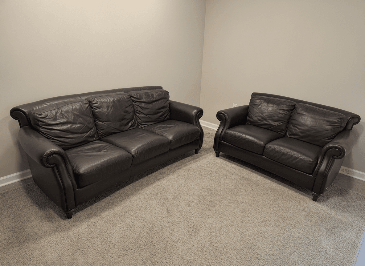 Natuzzi leather loveseat, front view