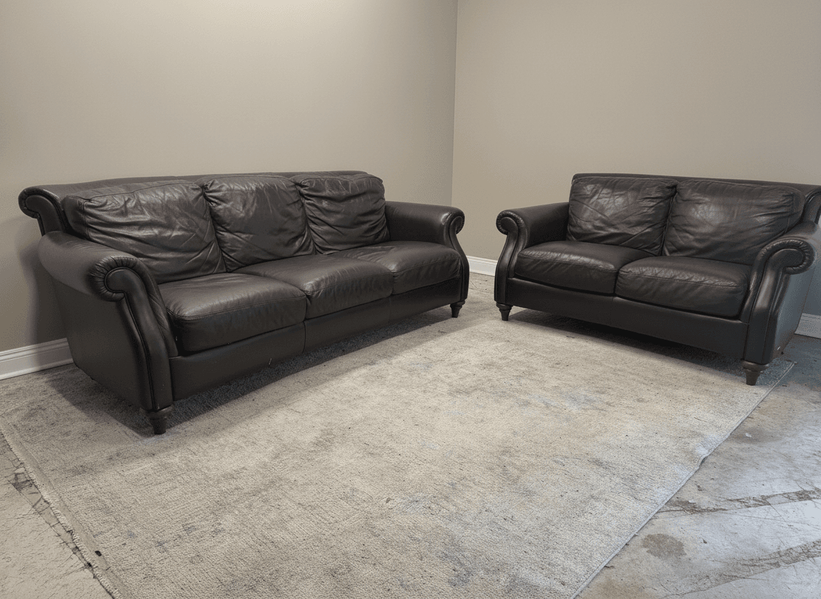 Natuzzi leather loveseat from another angle
