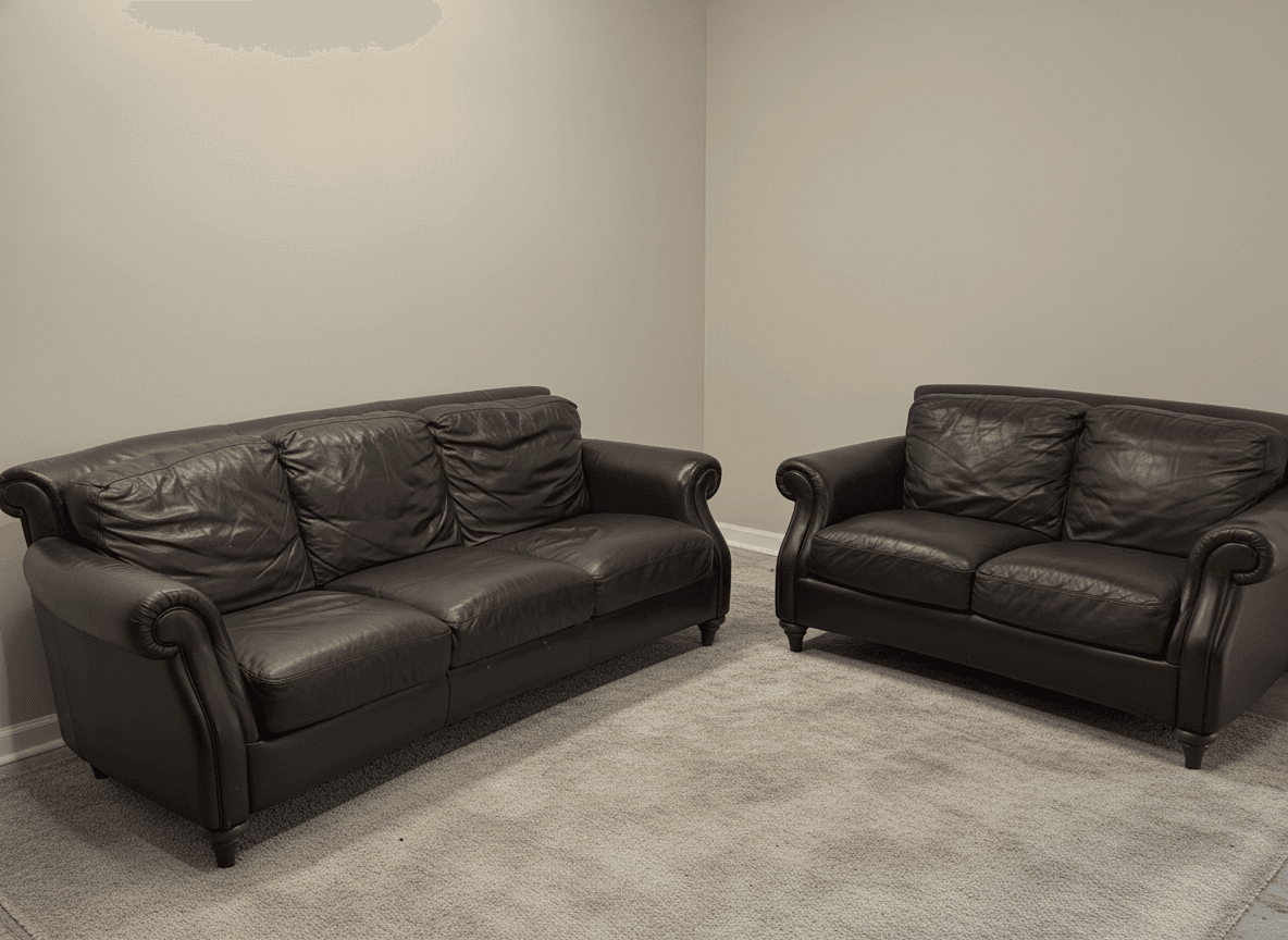 Natuzzi sofa and loveseat set, wide view