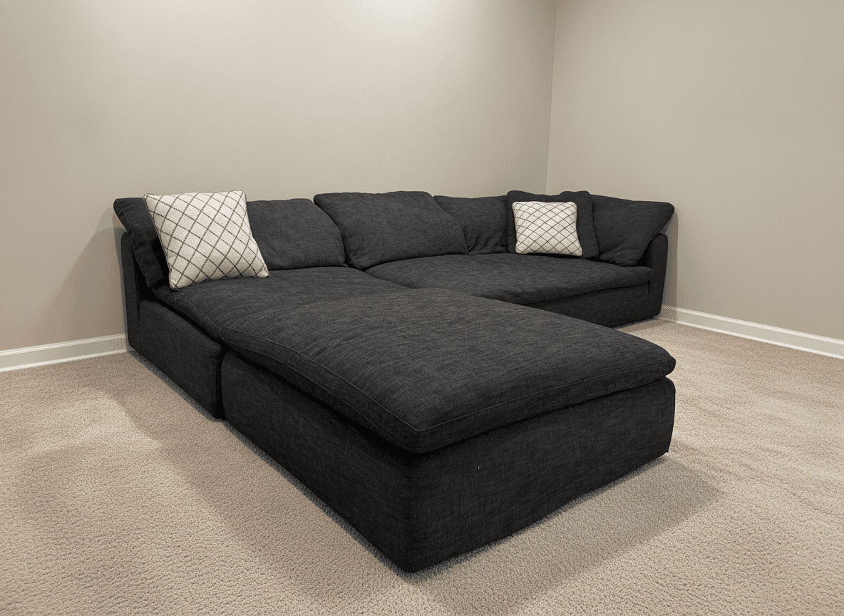 Charcoal RH Cloud modular sectional, room view
