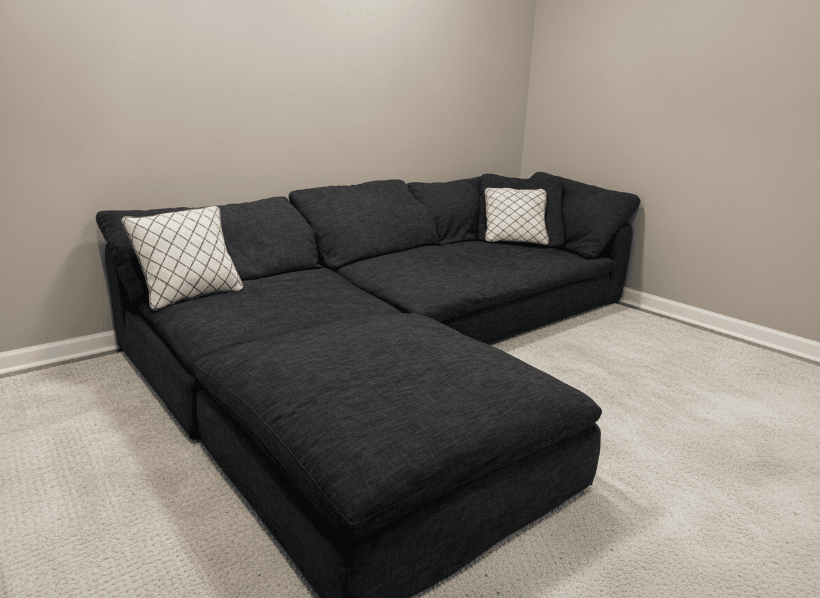 Charcoal RH Cloud sectional, chaise detail