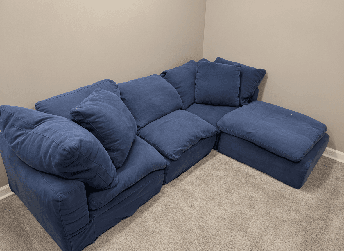 Navy RH Cloud sectional cushion detail