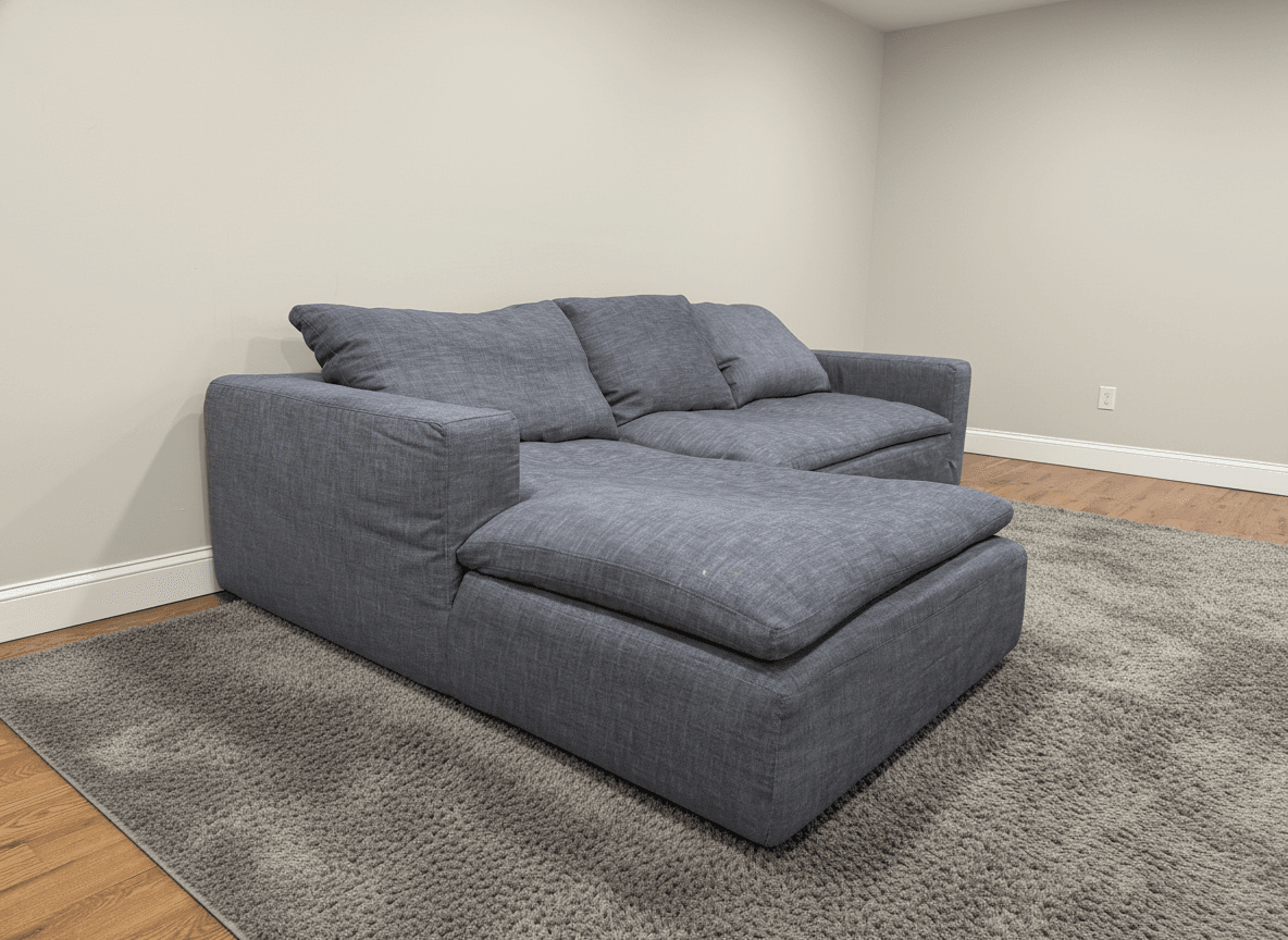 RH Cloud L-shaped sectional in gray-blue