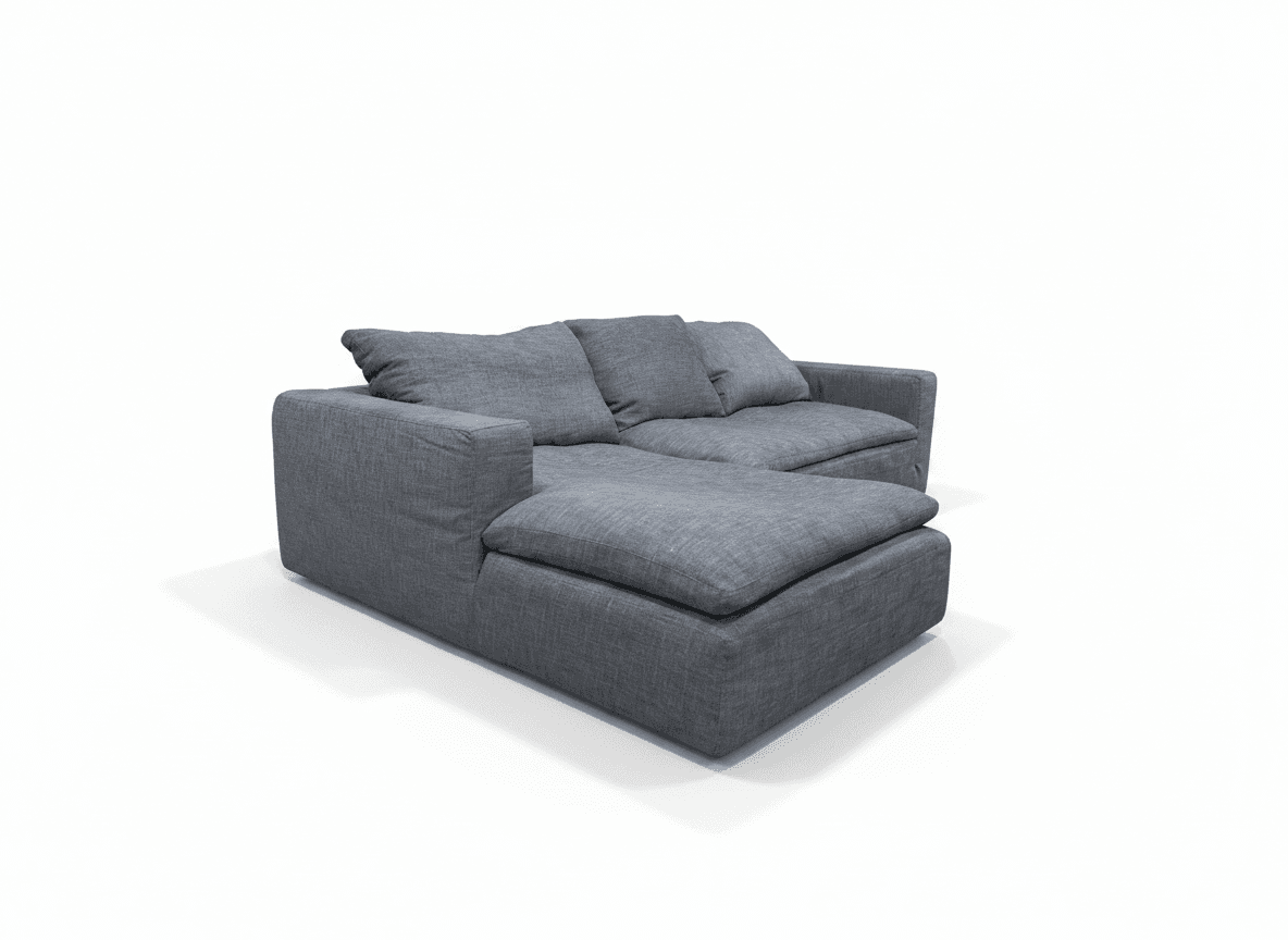 RH Cloud L-shaped sectional in gray-blue on white background
