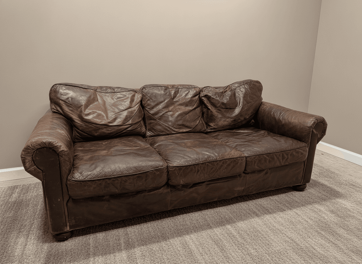 RH Lancaster leather sofa from another angle
