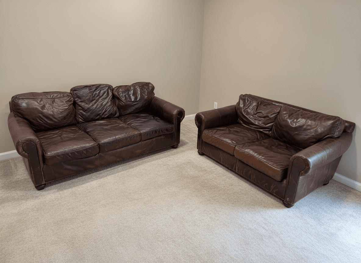 Lancaster 7-foot leather sofa, front view