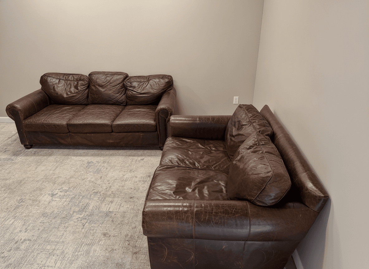 Lancaster 5-foot leather loveseat, front view