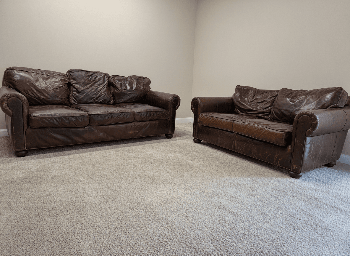Lancaster leather loveseat detail