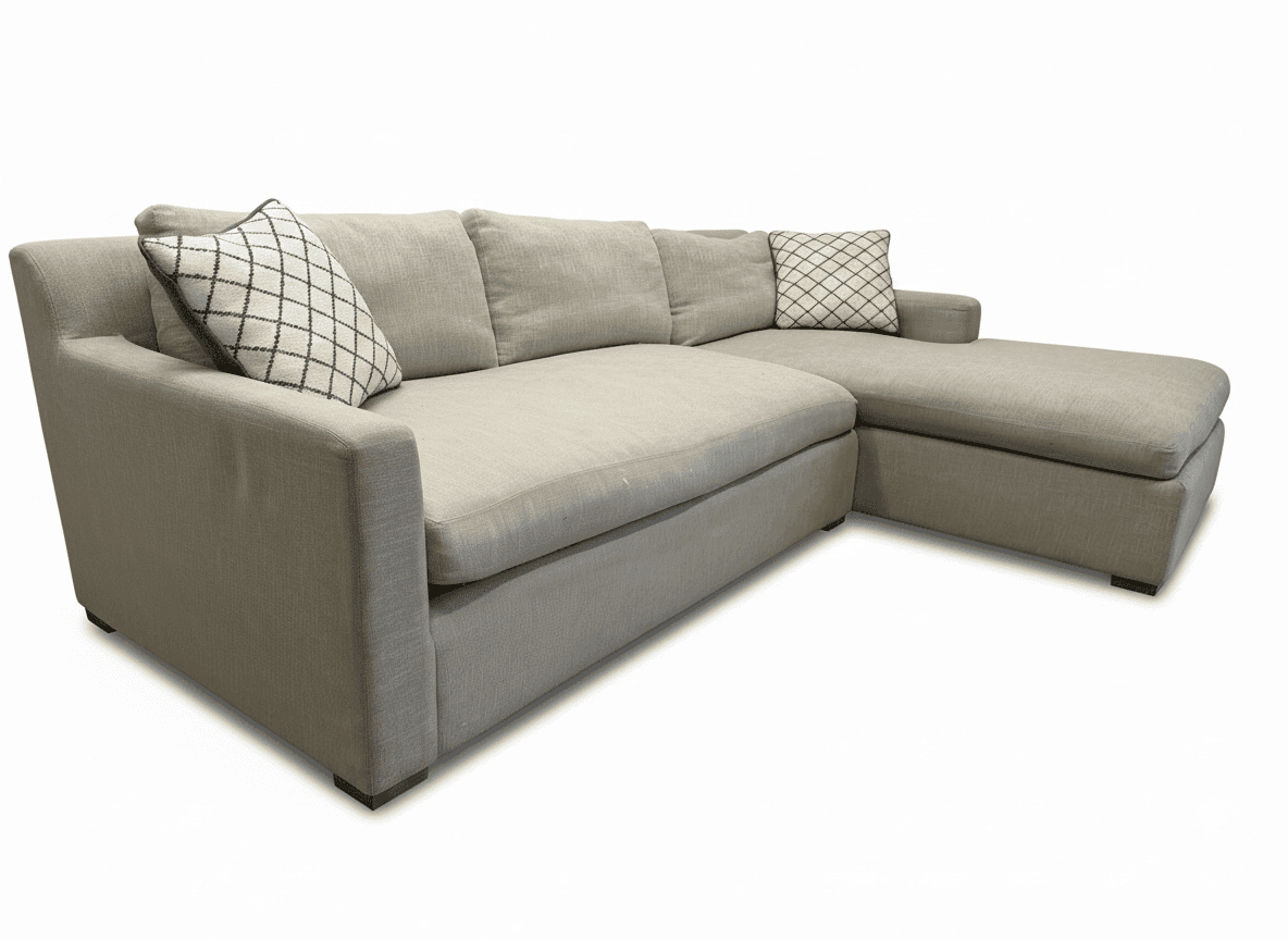 RH Maxwell sofa-chaise sectional on white background