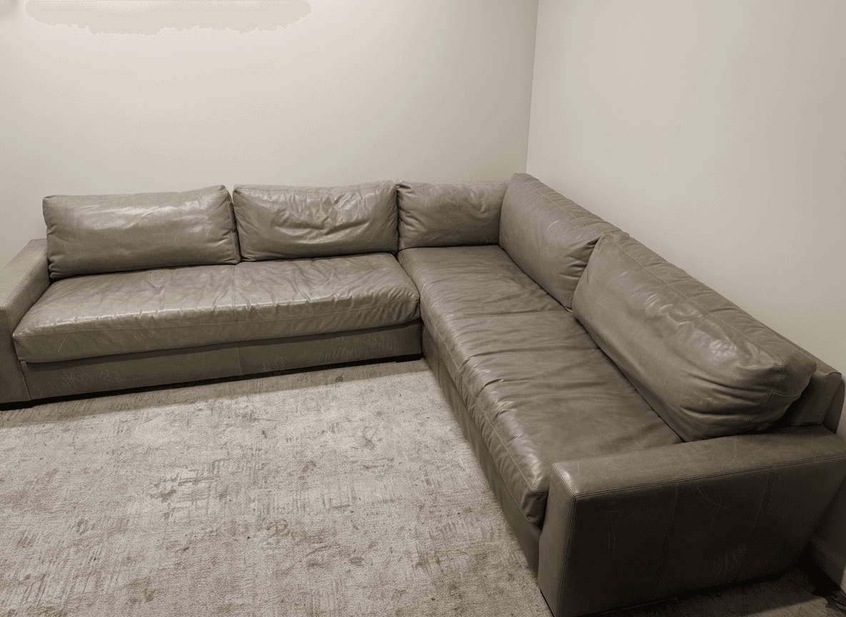 Maxwell leather sectional, side view