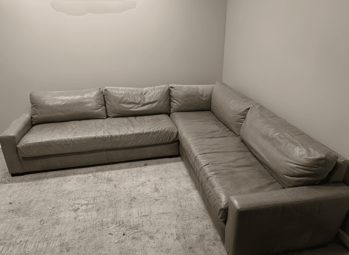 Maxwell leather sectional, wide view