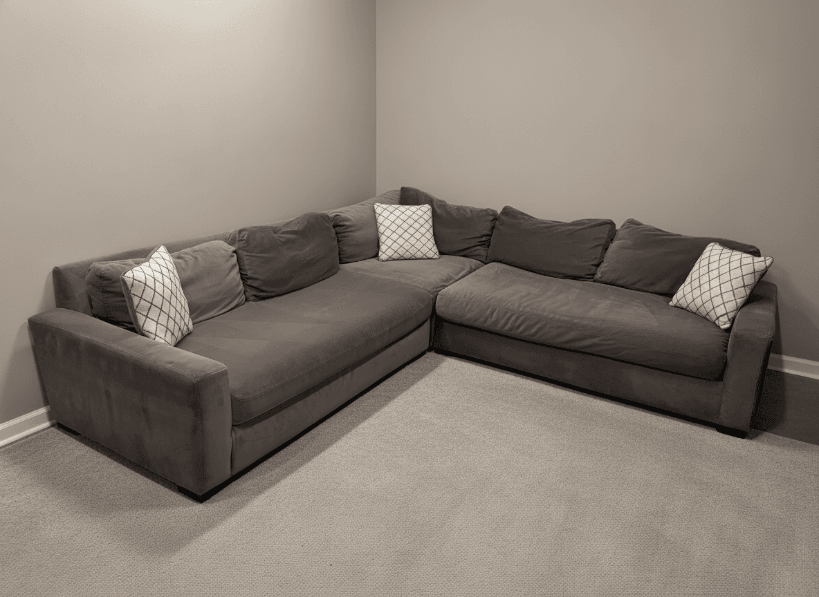 Gray Maxwell Luxe sectional from another angle
