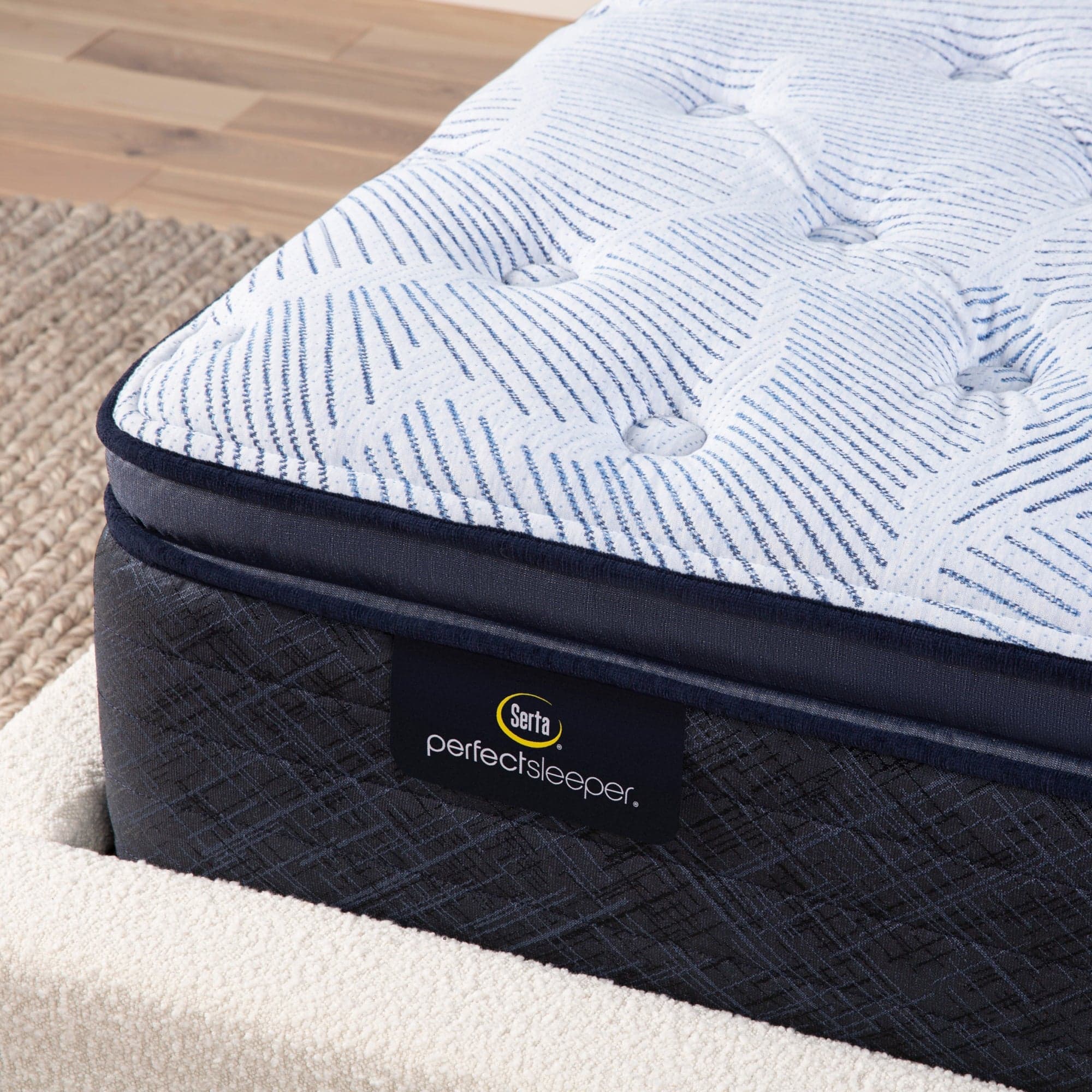 Serta Perfect Sleeper Blue Lagoon Plush Pillow Top King mattress, in-room lifestyle