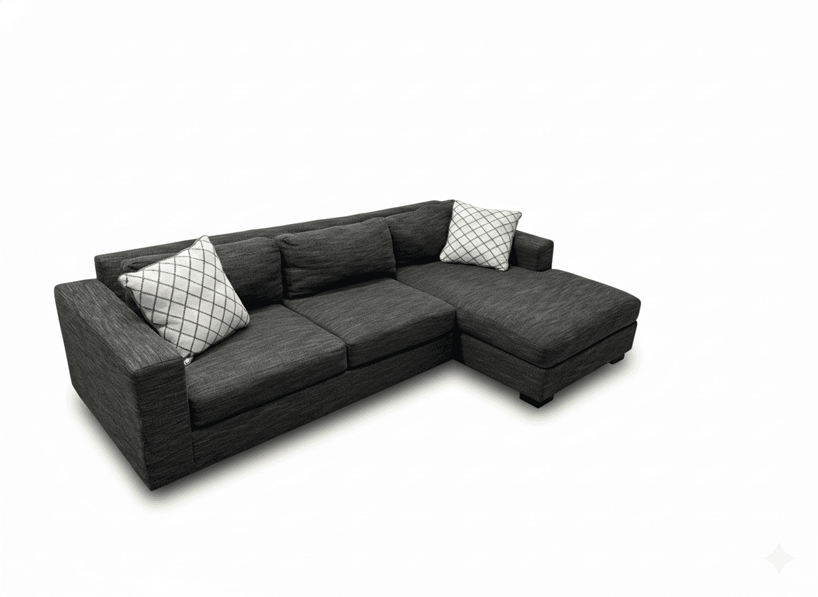 West Elm Urban 2-piece chaise sectional on white background