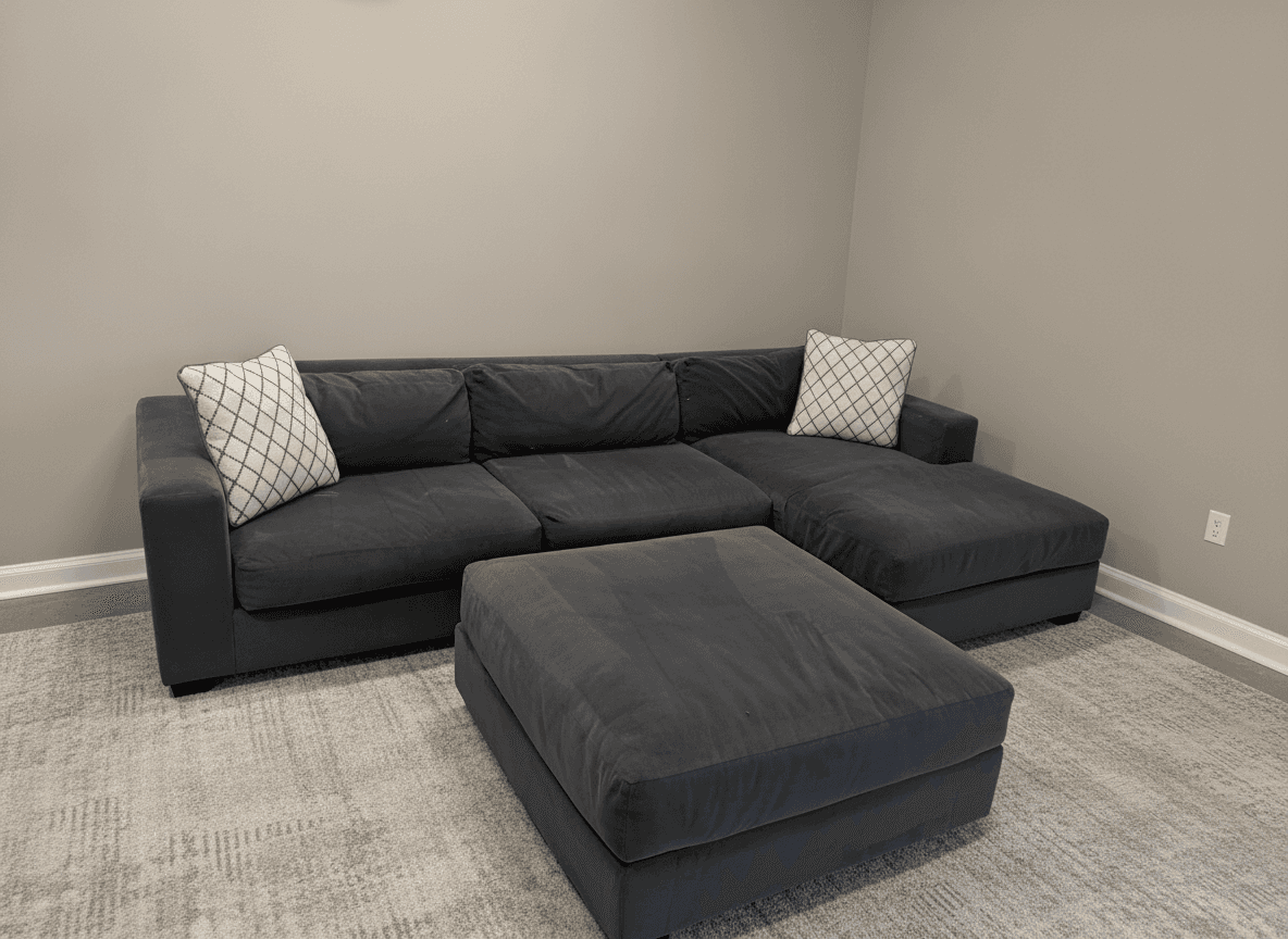 Urban velvet sectional from another angle
