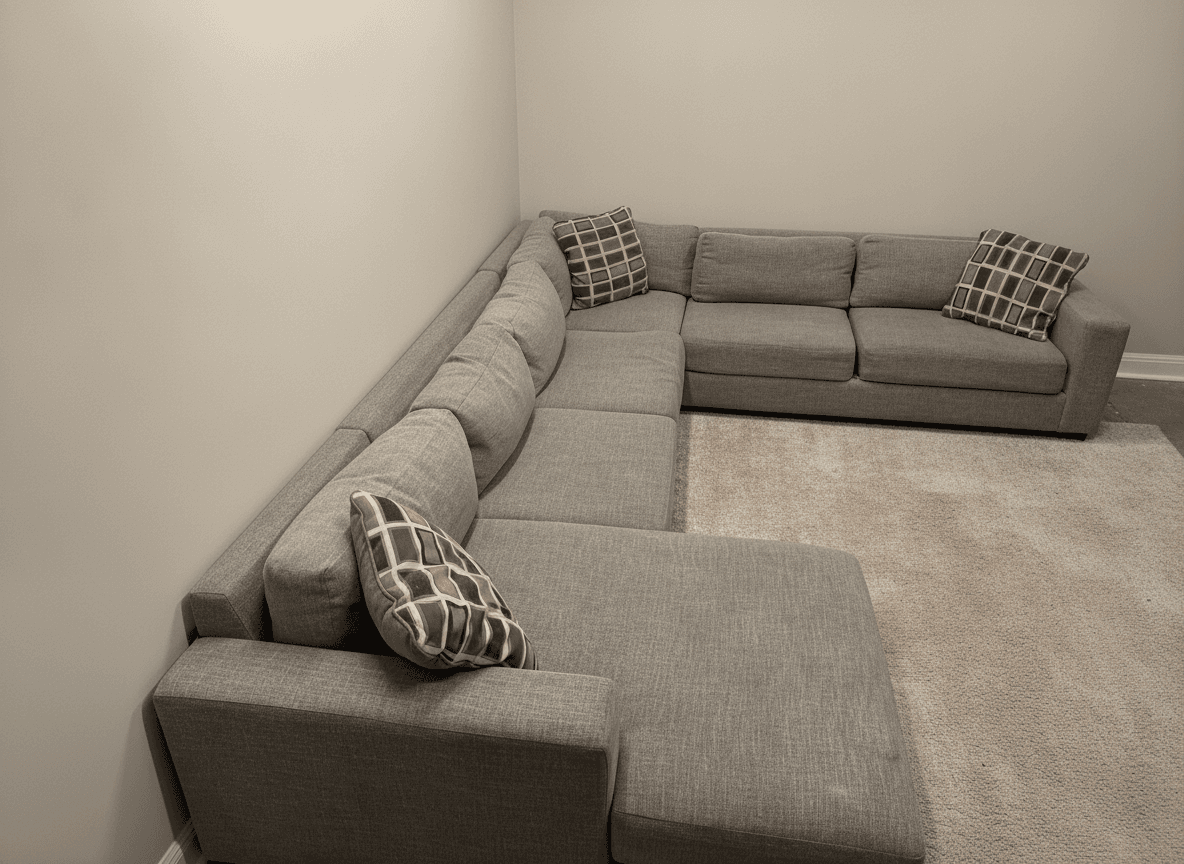 West Elm Urban 4-piece sectional in gray, full view