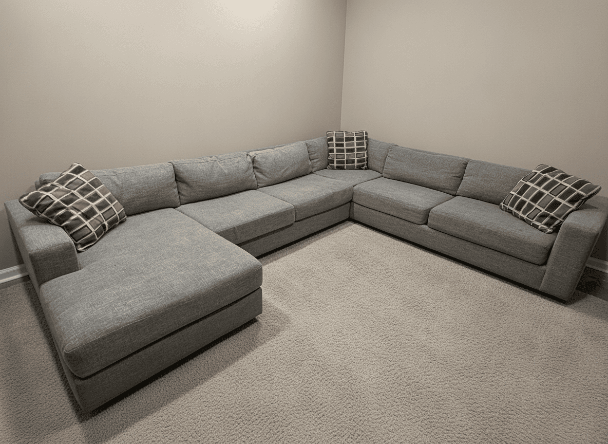 Gray West Elm Urban sectional chaise view