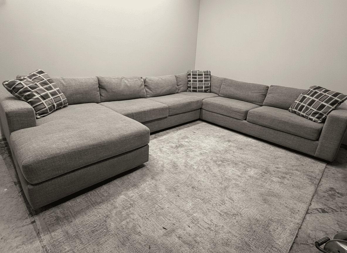Gray West Elm Urban sectional from the side