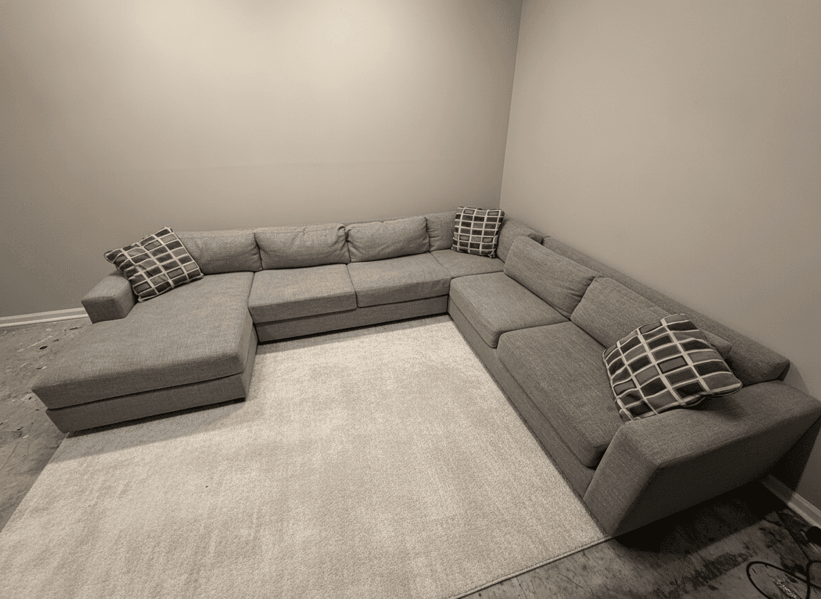 Gray West Elm Urban sectional corner detail