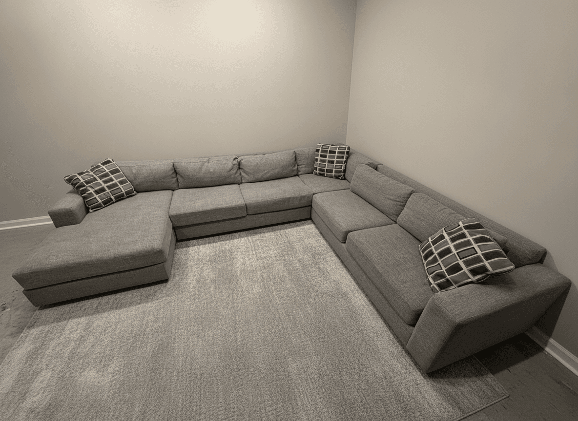 Gray West Elm Urban sectional close-up