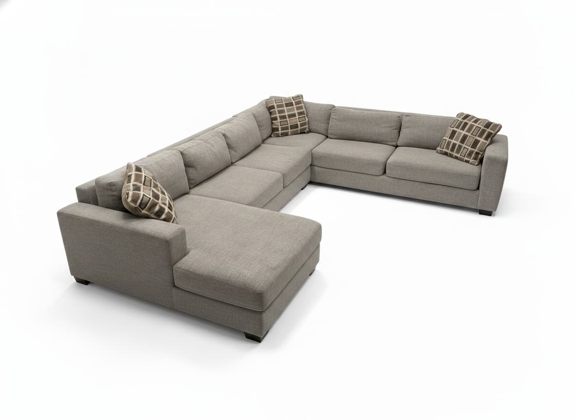 West Elm Urban 4-piece U-sectional in gray on white background