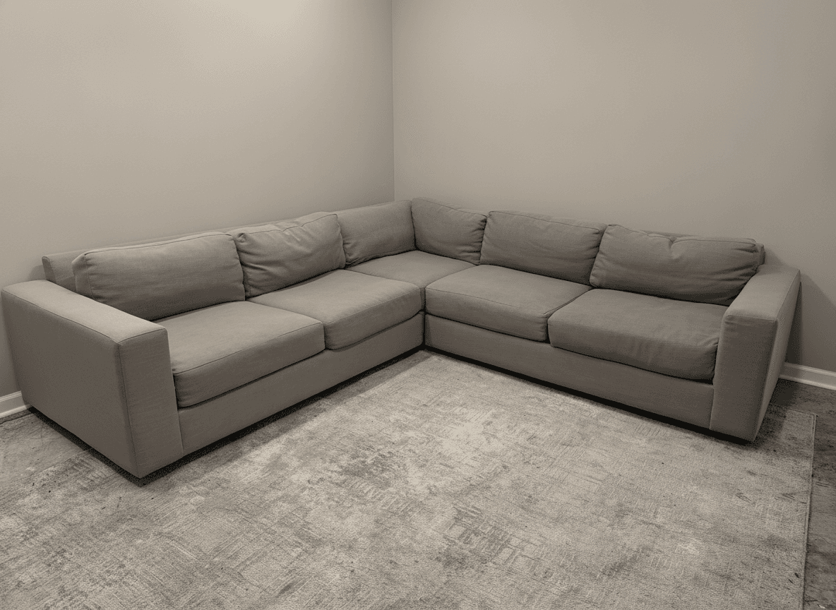 Gray West Elm Urban sectional from the side