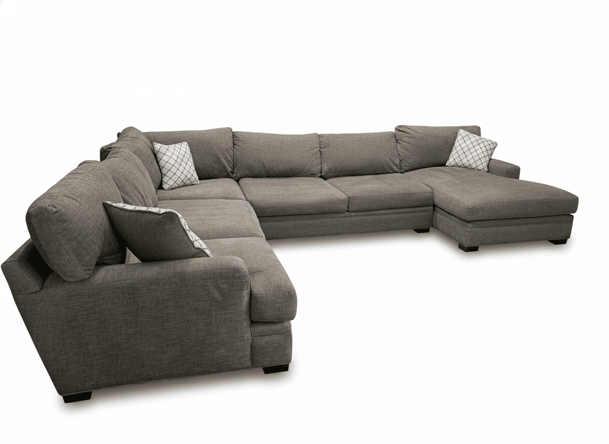 Raymour & Flanigan Braylyn gray sectional on white background