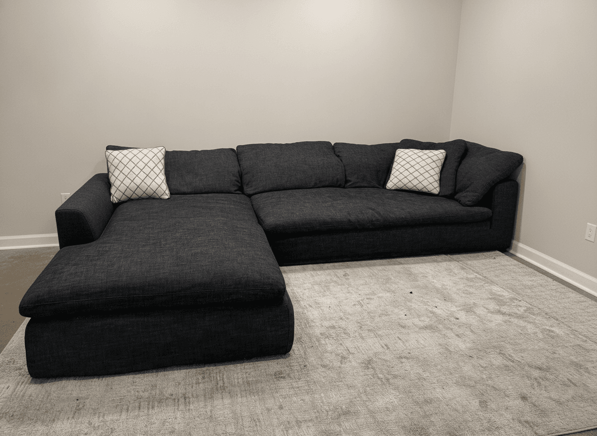 Restoration Hardware Cloud modular sectional in charcoal, full view