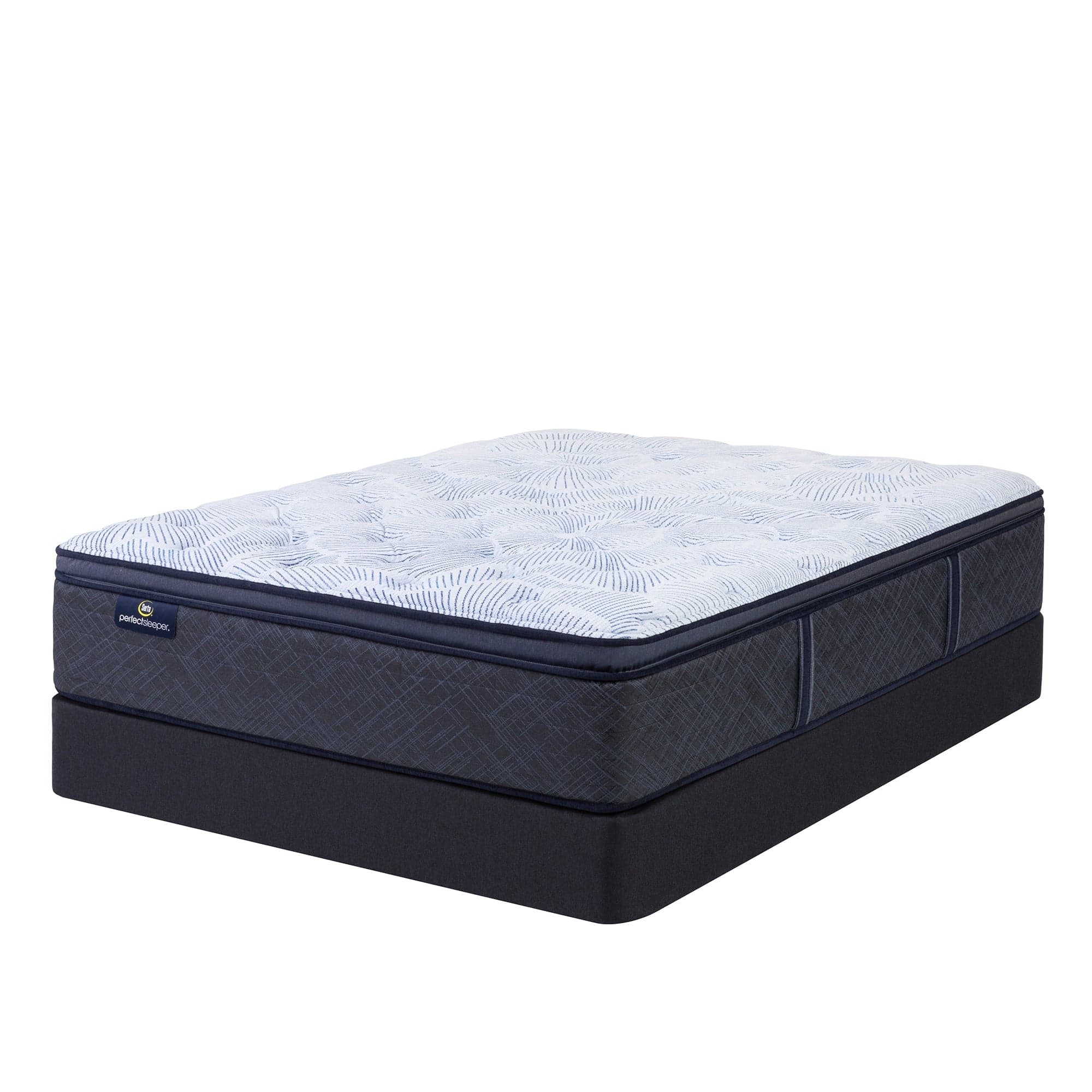 Serta Perfect Sleeper Blue Lagoon Plush Pillow Top King mattress on white background