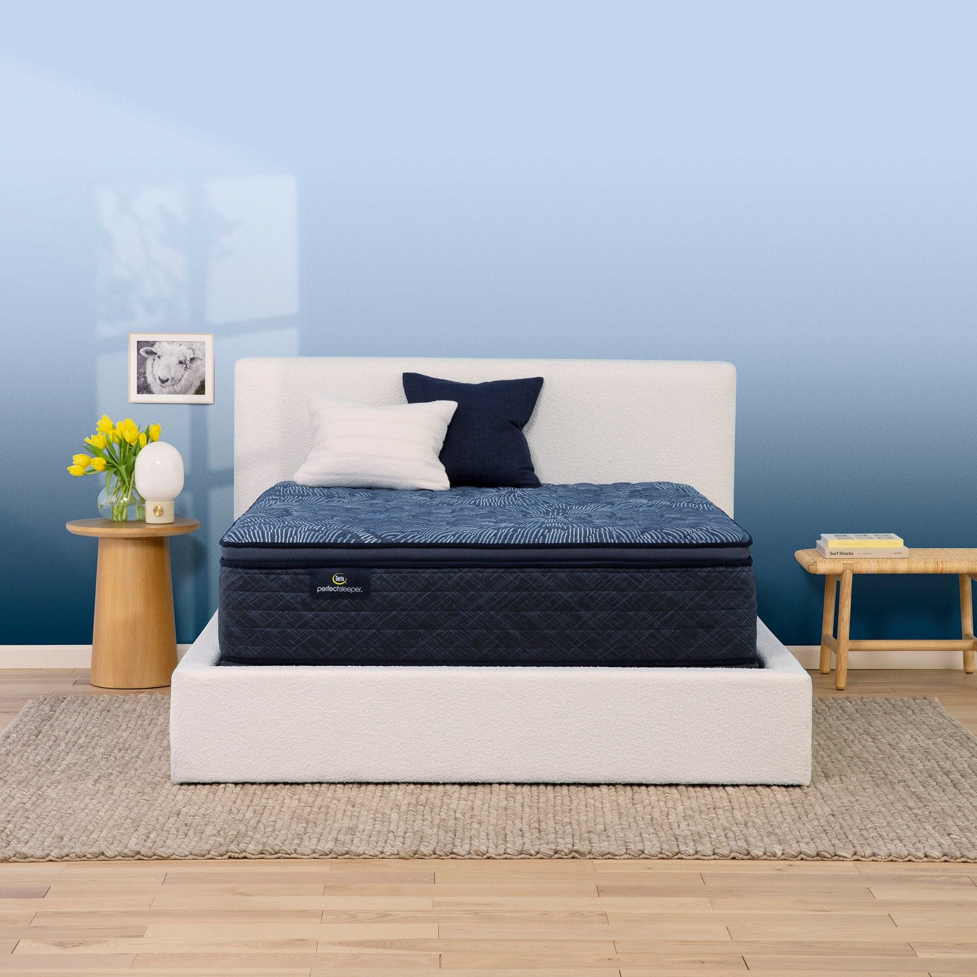 Serta Perfect Sleeper Cobalt Calm Plus Medium Pillow Top Queen mattress on white background