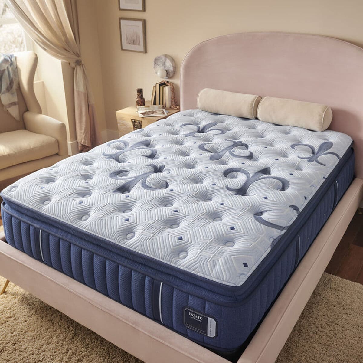 Stearns & Foster Estate Firm Pillow Top Queen mattress on white background