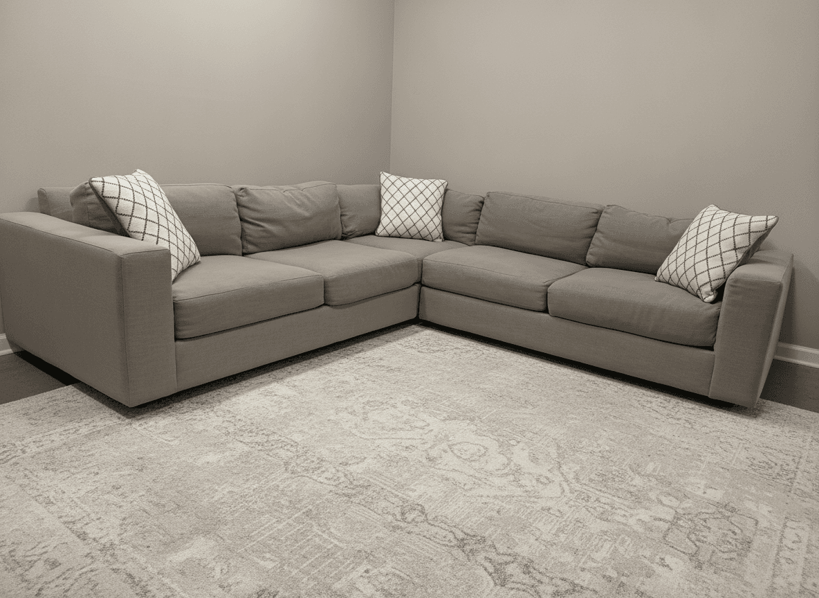 West Elm Urban L-shaped sectional in gray, full view